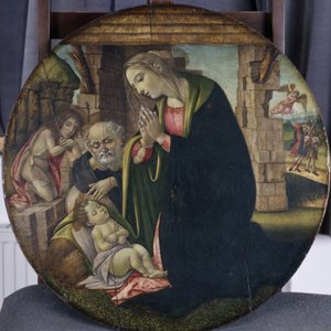 A adoração de Jesus por Maria e José, c.1380-85 (tempera em madeira de álamo)